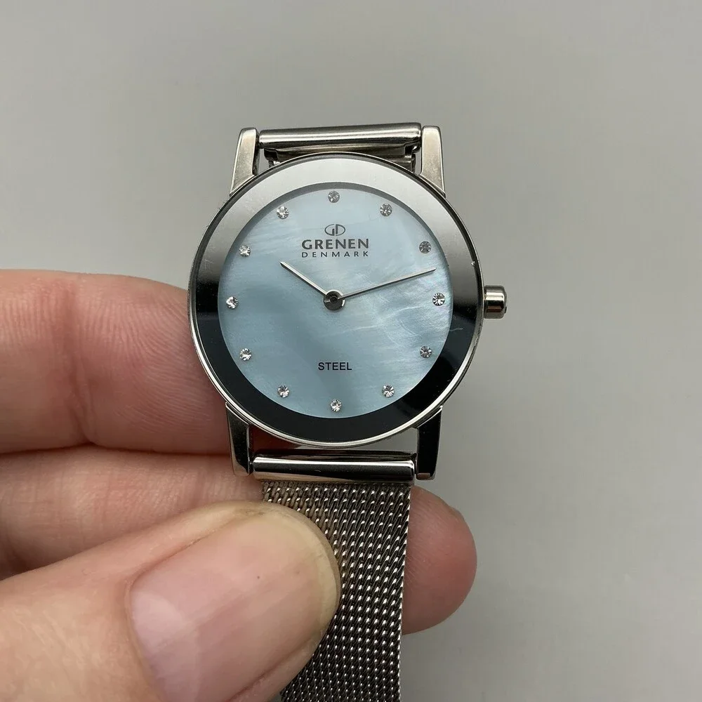 Grenen Womens Watch 27mm MOP Dial Stainless Mesh Band M225SSI New Battery